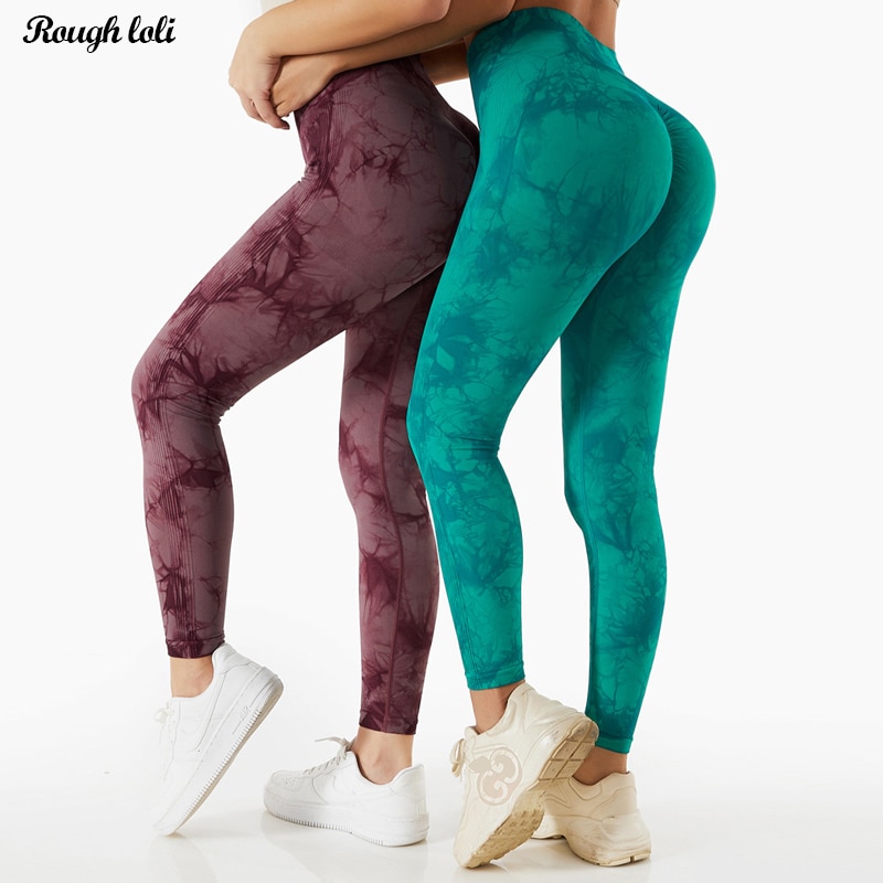Tie Dye Seamless Yoga Legging Scrunch Butt Yoga Pa..